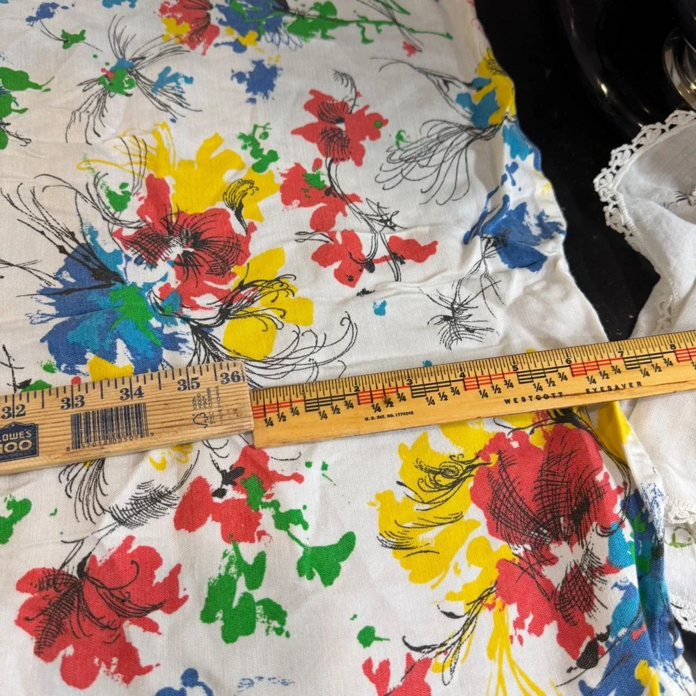 Vintage Floral Table Runner Home Decor 36x16 Multicolor MCM Retro Fabric